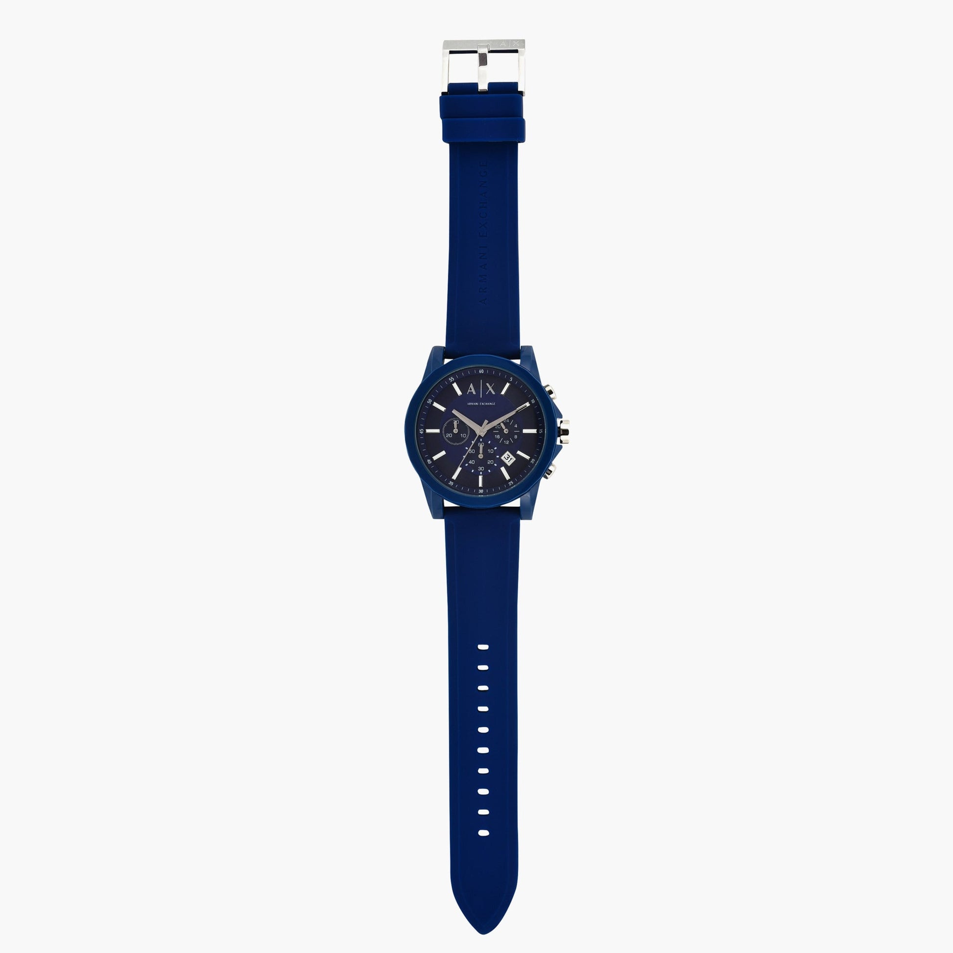 Armani Exchange Outerbanks Chronograph Blue Dial Blue Silicone Strap Watch For Men - AX1327