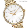 Michael Kors Pyper Quartz White Dial Gold Mesh Bracelet Watch For Women - MK4619