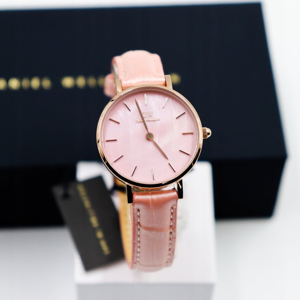 Daniel Wellington Petite Rouge Pink Dial Pink Leather Strap Watch For Women - DW00100511