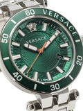 Versace Greca Sport Quartz Green Dial Silver Steel Strap Watch For Men - VEZ300421