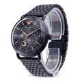 Emporio Armani Automatic Multifunction Black Dial Black Mesh Bracelet Watch For Men - AR60025