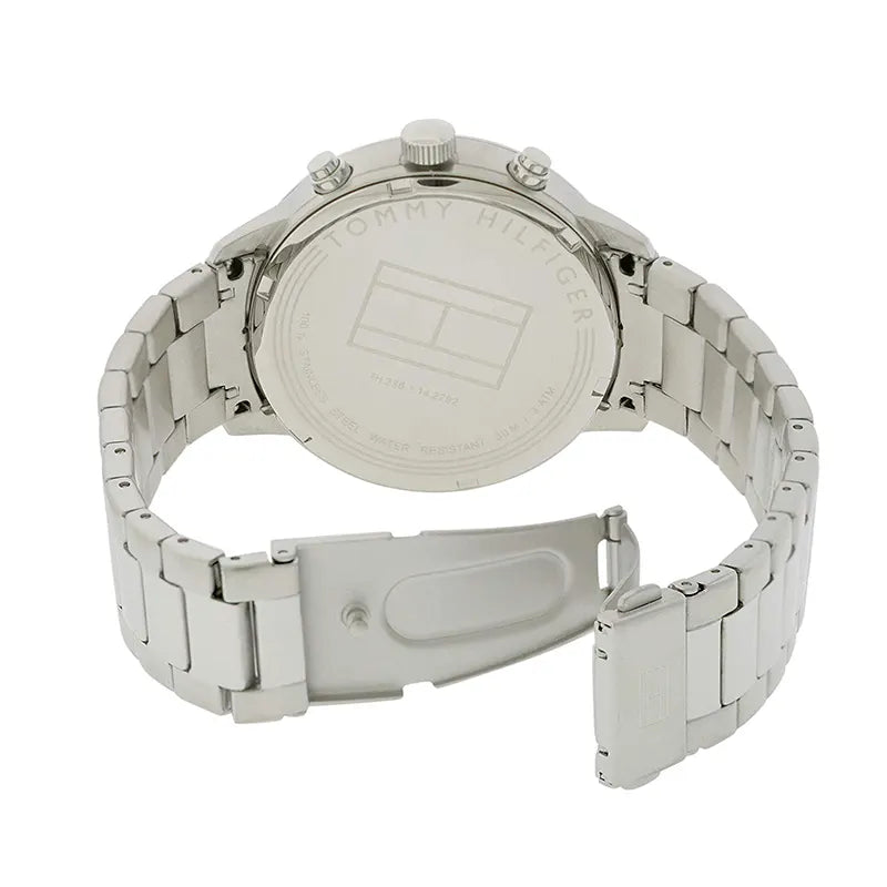 Tommy Hilfiger Hudson Chronograph White Dial Silver Steel Strap Watch For Men - 1791227