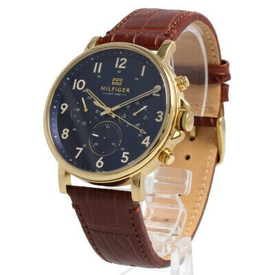 Tommy Hilfiger Daniel Blue Dial Brown Leather Strap Watch for Men - 1710380