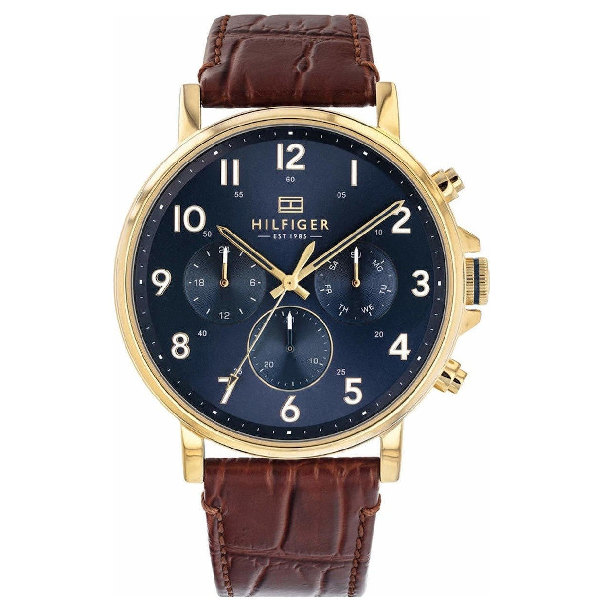 Tommy Hilfiger Daniel Blue Dial Brown Leather Strap Watch for Men - 1710380