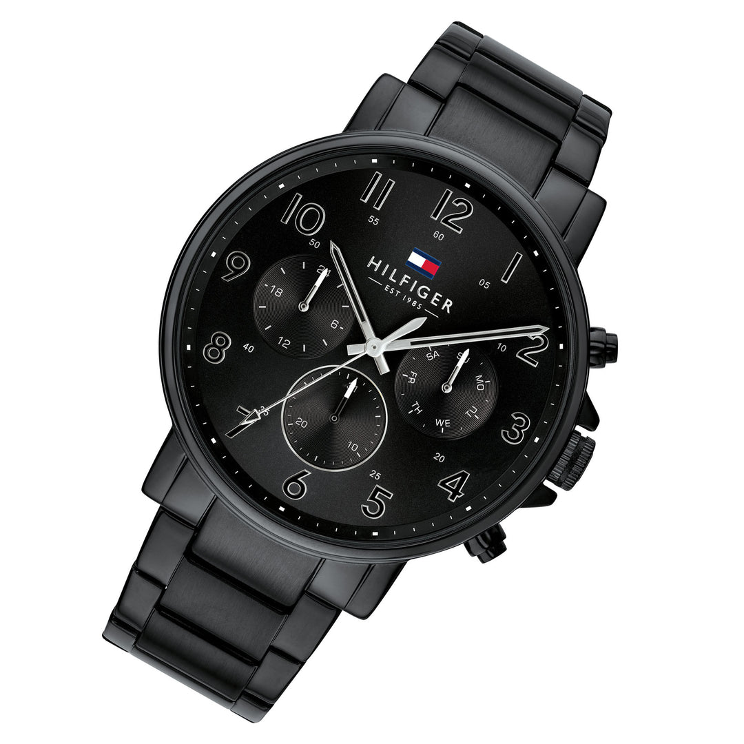 Tommy Hilfiger Daniel Black Dial Black Steel Strap Watch for Men - 1710383