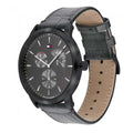 Tommy Hilfiger Brad Chronograph Quartz Grey Dial Grey Leather Strap Watch For Men - 1710388