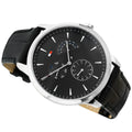 Tommy Hilfiger Brad Chronograph Black Dial Black Leather Strap Watch For Men - 1710391