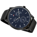 Tommy Hilfiger Brad Quartz Blue Dial Black Mesh Bracelet Watch For Men - 1710392