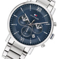 Tommy Hilfiger Evan Chronograph Blue Dial Silver Steel Strap Watch For Men - 1710409