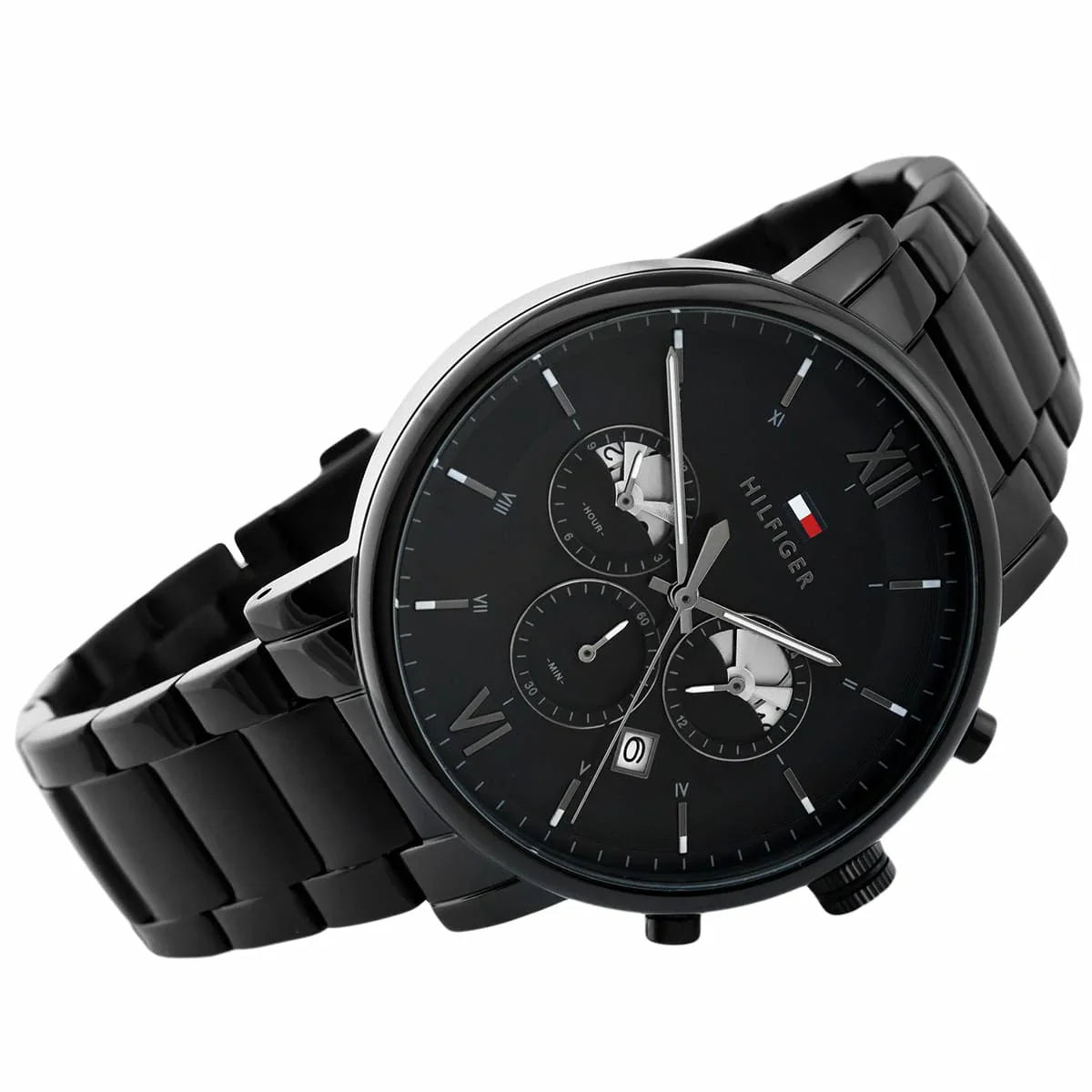 Tommy Hilfiger Evan Chronograph Quartz Black Dial Black Steel Strap Watch For Men - 1710410