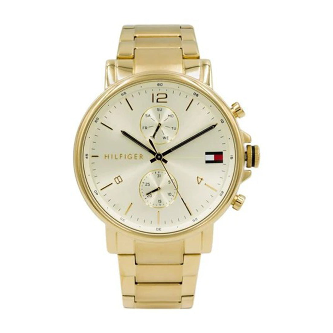 Tommy Hilfiger Daniel White Dial Gold Steel Strap Watch for Men - 1710415