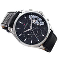 Tommy Hilfiger Baker Chronograph Black Dial Black Leather Strap Watch For Men - 1710449