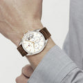 Tommy Hilfiger Baker Chronograph White Dial Brown Leather Strap Watch For Men - 1710450