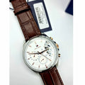 Tommy Hilfiger Baker Chronograph White Dial Brown Leather Strap Watch For Men - 1710450