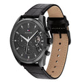 Tommy Hilfiger Baker Chronograph Black Dial Black Leather Strap Watch For Men  - 1710452