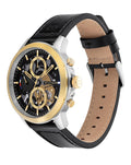 Tommy Hilfiger Henry Chronograph Black Dial Black Leather Strap Watch For Men - 1710474