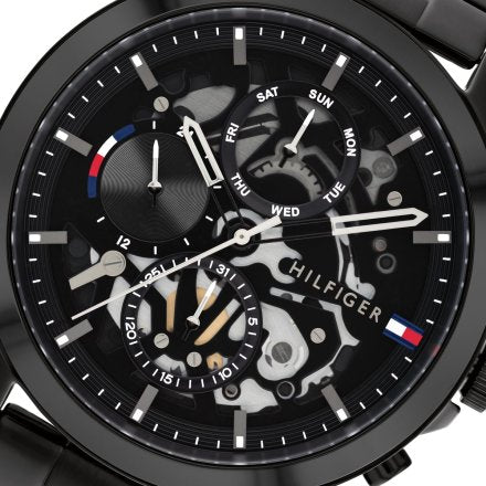 Tommy Hilfiger Henry Chronograph Black Dial Black Steel Strap Watch For Men - 1710478