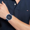 Tommy Hilfiger Luca Chronograph Quartz Blue Dial Blue Silicone Strap Watch For Men - 1710489