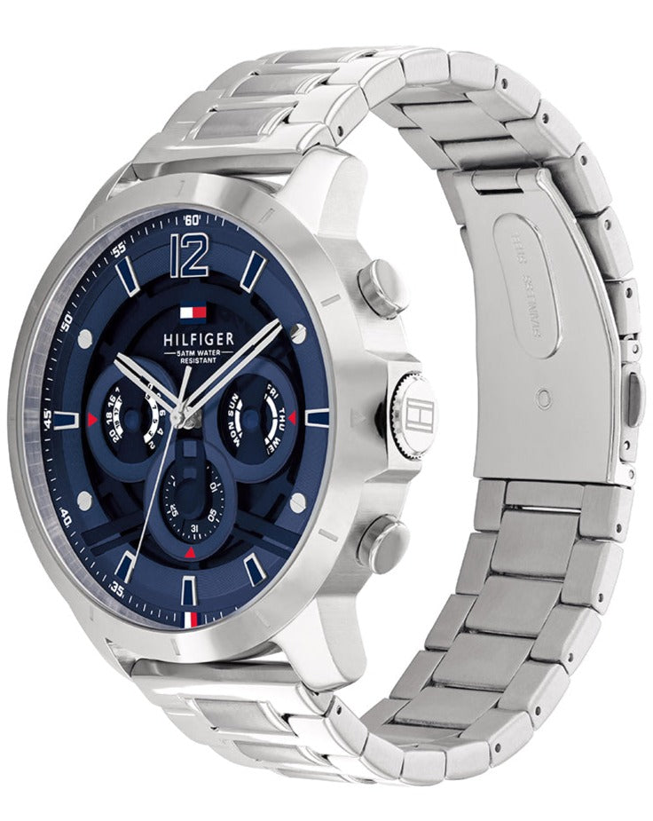 Tommy Hilfiger Luca Chronograph Quartz Blue Dial Silver Steel Strap Watch For Men - 1710492