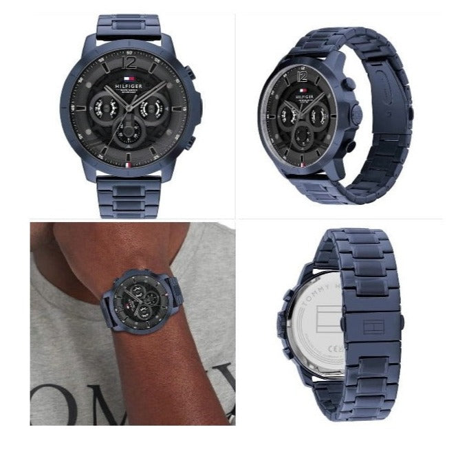 Tommy Hilfiger Luca Chronograph Quartz Grey Dial Blue Steel Strap Watch For Men - 1710493