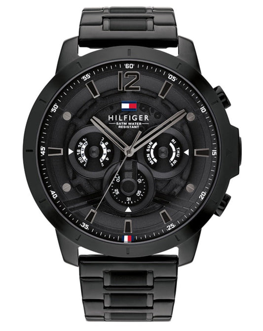 Tommy Hilfiger Classic Chronograph Black Dial Black Steel Strap Watch For Men - 1710494