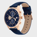 Tommy Hilfiger Weston Chronograph Quartz Blue Dial Blue Leather Strap Watch For Men - 1710503