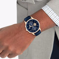 Tommy Hilfiger Weston Chronograph Quartz Blue Dial Blue Leather Strap Watch For Men - 1710503