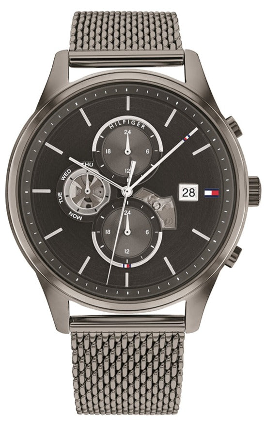 Tommy Hilfiger Weston Chronograph Grey Dial Grey Mesh Bracelet Watch For Men - 1710506