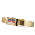 Gucci G Frame Quartz Diamonds White Red Blue Dial Gold Mesh Bracelet Watch For Women - YA147511