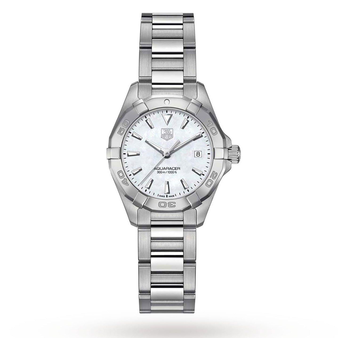 Tag Heuer Aquaracer Mother of Pearl Dial Silver Steel Strap Watch for Women - WBD131A.BA0748