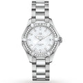 Tag Heuer Aquaracer Diamonds Mother of Pearl White Dial Silver Steel Strap Watch for Women - WBD131C.BA0748