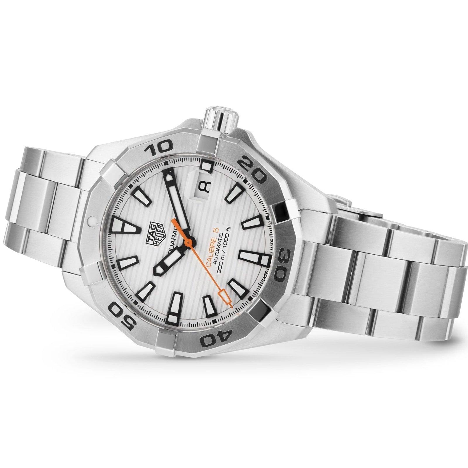 Tag Heuer Aquaracer Automatic White Dial Silver Steel Strap Watch for Men - WBD2111.BA0928