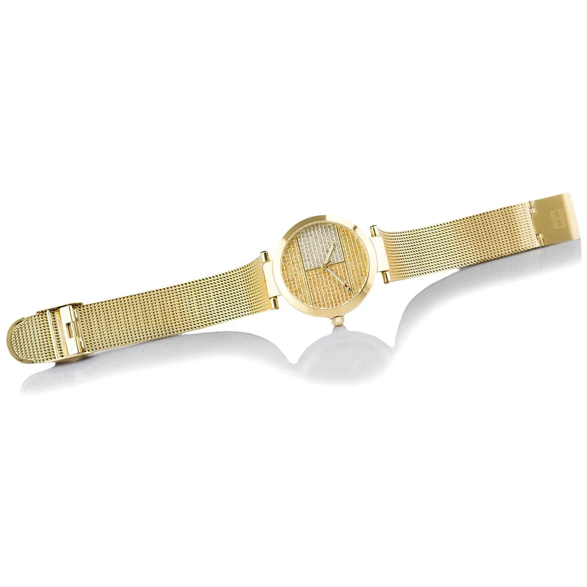 Tommy Hilfiger Lynn Quartz Gold Dial Gold Mesh Bracelet Watch For Women - 1781867