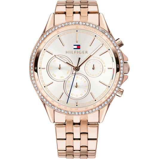 Tommy Hilfiger Ari Diamonds Silver Dial Rose Gold Steel Strap Watch for Women - 1781978