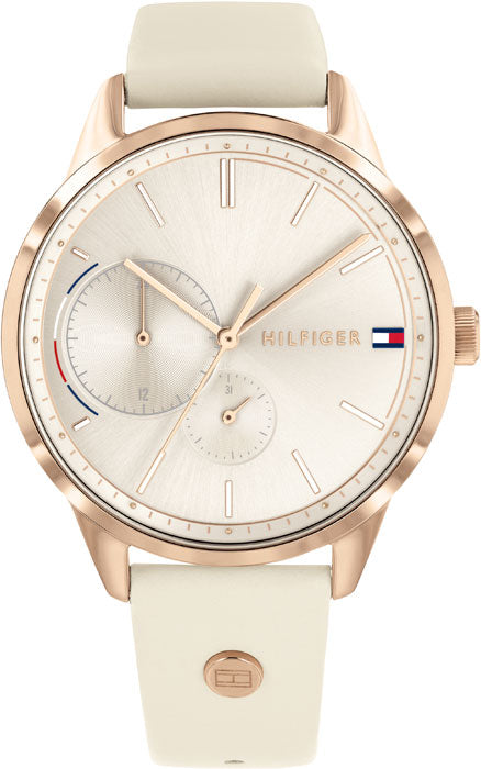 Tommy Hilfiger Brooke Quartz White Dial Cream Leather Strap Watch for Women  - 1782022