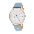 Tommy Hilfiger Brooke Silver Dial Light Blue Leather Strap Watch for Women - 1782023