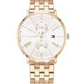 Tommy Hilfiger Jenna Quartz White Dial Rose Gold Steel Strap Watch for Women - 1782070