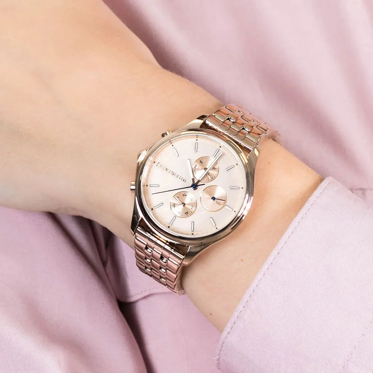 Tommy Hilfiger Whitney Chronograph Quartz Rose Gold Dial Rose Gold Steel Strap Watch For Women - 1782120