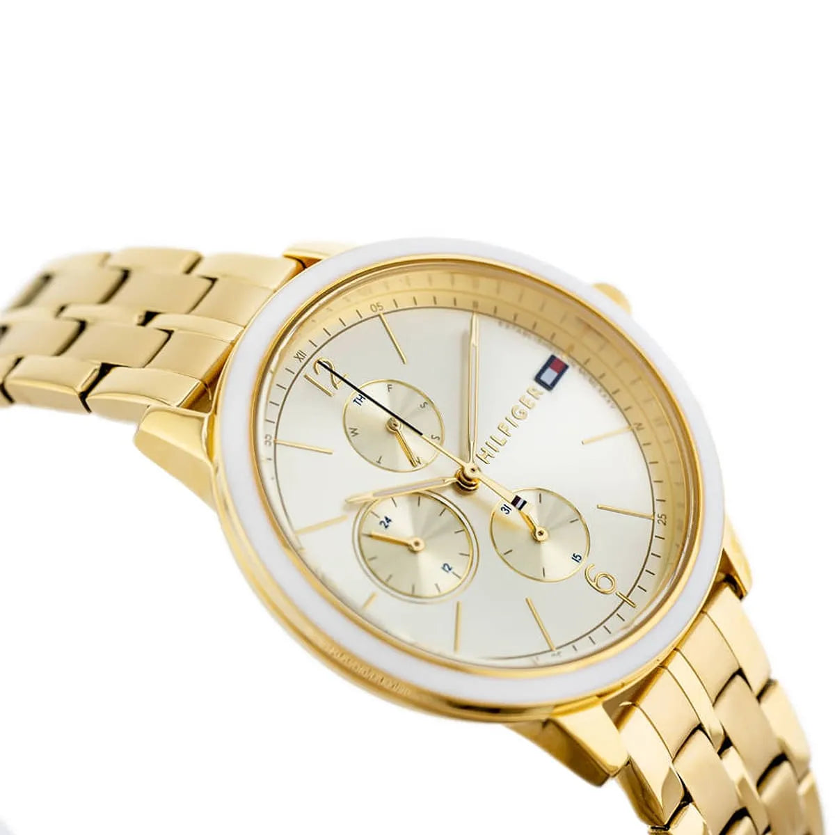 Tommy Hilfiger Madison Quartz Gold Dial Gold Steel Strap Watch For Women - 1782189