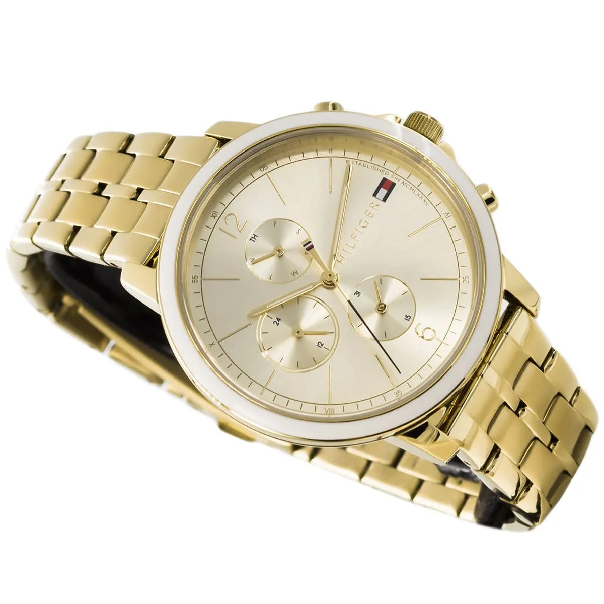 Tommy Hilfiger Madison Quartz Gold Dial Gold Steel Strap Watch For Women - 1782189