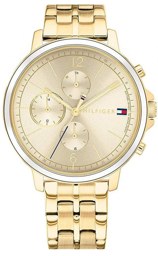 Tommy Hilfiger Madison Quartz Gold Dial Gold Steel Strap Watch For Women - 1782189