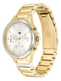 Tommy Hilfiger Eve Chronograph Quartz White Dial Gold Steel Strap Watch For Women - 1782278