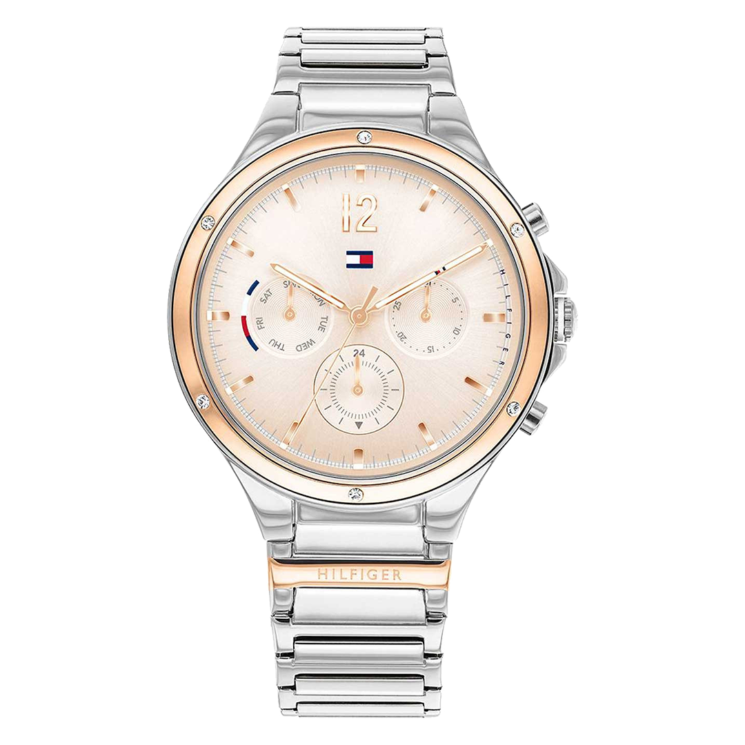 Tommy Hilfiger Eve Chronograph Quartz Pink Dial Silver Steel Strap Watch For Women - 1782279