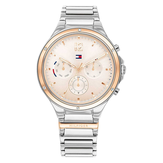 Tommy Hilfiger Eve Chronograph Quartz Pink Dial Silver Steel Strap Watch For Women - 1782279