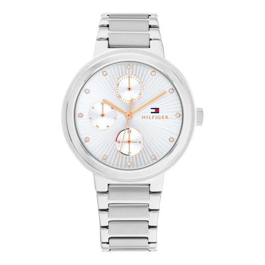 Tommy Hilfiger Joy Chronograph Silver Dial Silver Steel Strap Watch For Women - 1782532