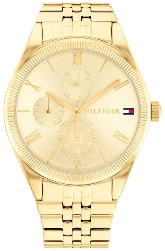 Tommy Hilfiger Monica Quartz Gold Dial Gold Steel Strap Watch For Women - 1782592