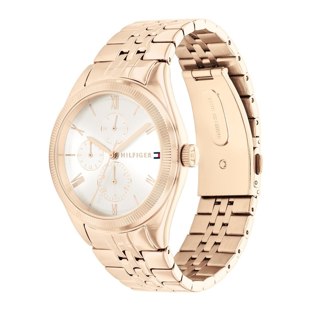 Tommy Hilfiger Monica Quartz White Dial Gold Steel Strap Watch For Women - 1782593