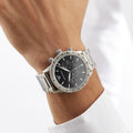 Emporio Armani Mario Chronograph Black Dial Silver Steel Strap Watch For Men - AR11241