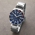 Emporio Armani Diver Quartz Blue Dial Silver Steel Strap Watch For Men - AR11339