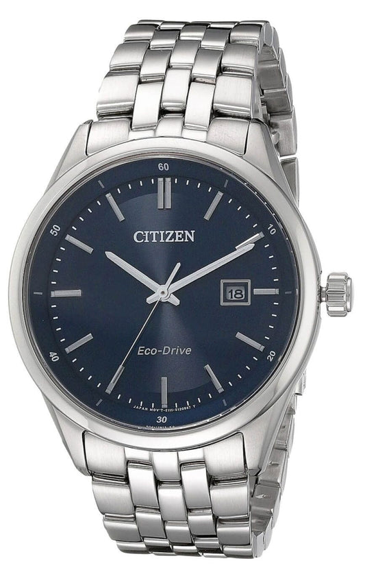 Citizen Eco Drive Blue Dial Silver Steel Strap Watch For Men - BM7250-56L